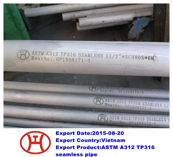ASTM A312 TP316 nerūdijančio plieno vamzdis